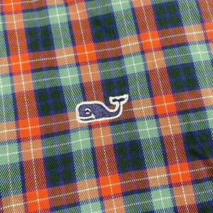 Vineyard Vines Whale Button Down Shirt Men's Medium Orange Green Plaid